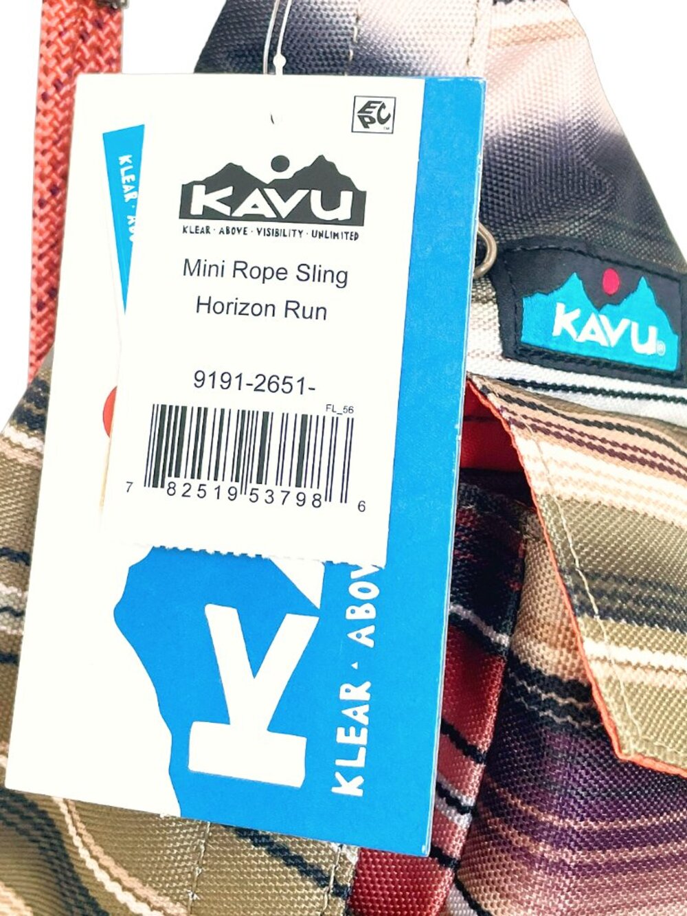 KAVU Mini Rope Sling Bag Horizon Run Striped Crossbody Backpack NWT - Picture 7 of 8